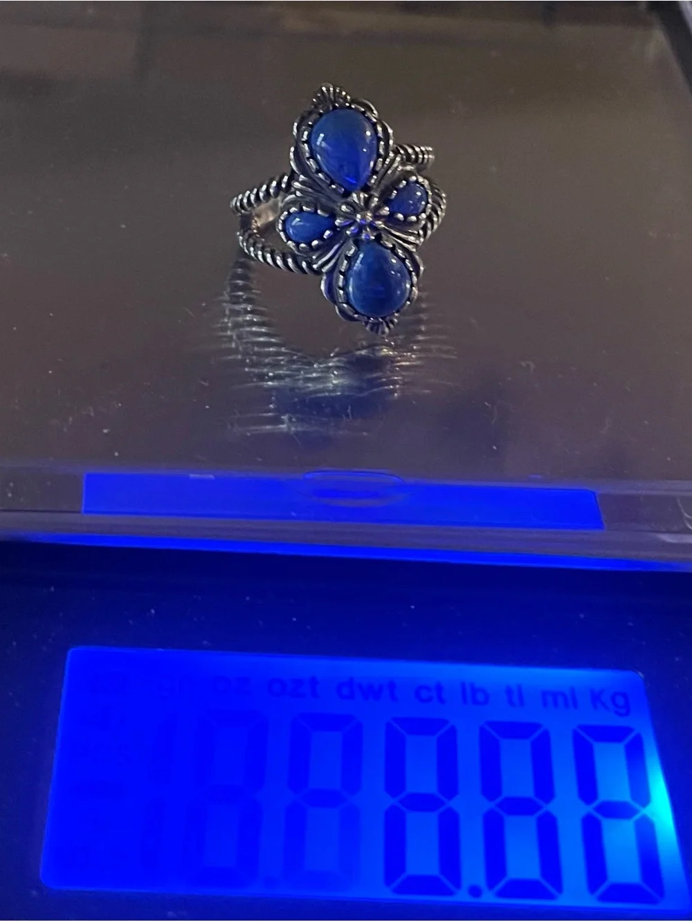 NWOT American West SS  blue lapis ring with/box pouch and care card , size 8